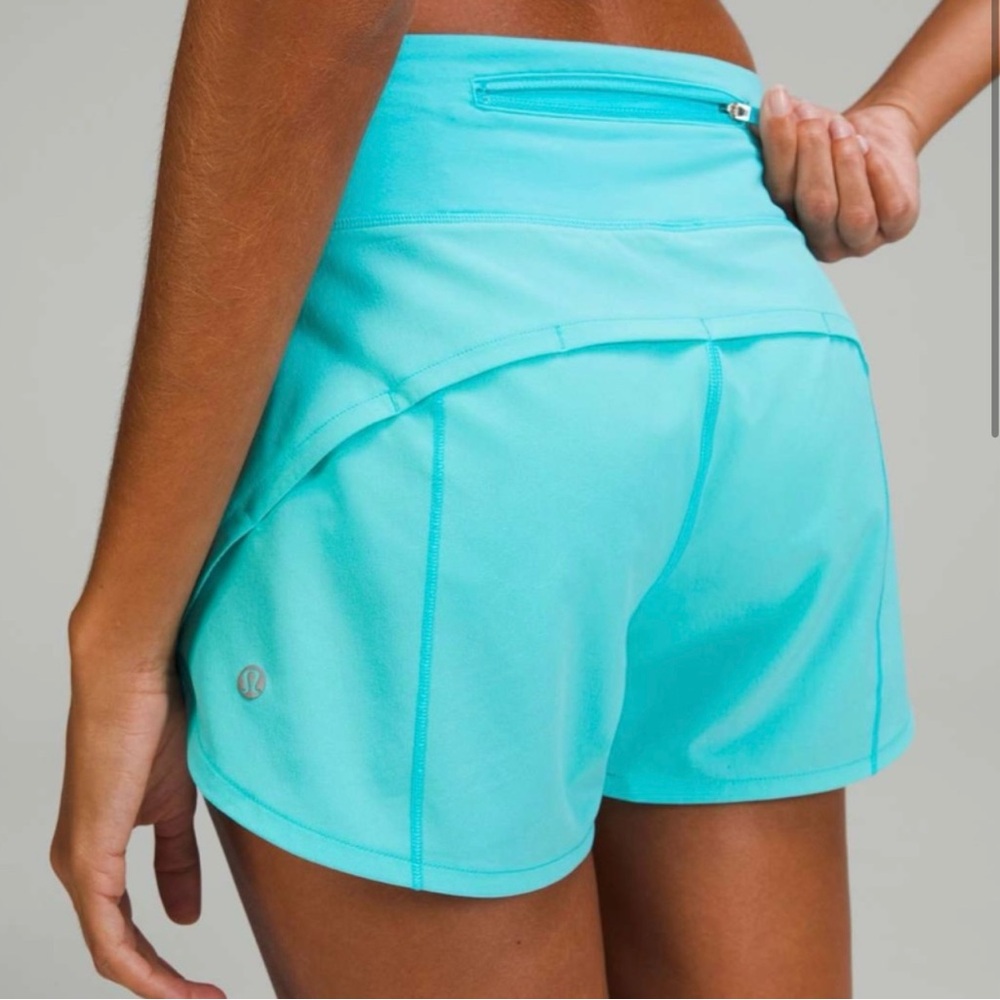 Lululemon Speed Up MR Short 4’ Lined, Size 4, Electric Turquoise